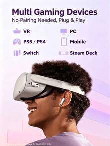 VR P10 Wireless Gaming Headset, Low Latency Bluetooth Earbuds, 2.4GHz + Bluetooth Dual-Mode Connection, Compatible With Switch/PS5/PS4/PC/VR, 30ms Ultra-Low Latency, Long Battery Life, White Gaming Headset - View 4