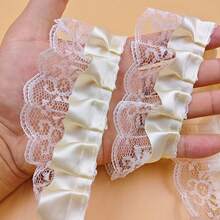 5 Yards 2-Layer Pleated Organza Lace Trim, 2-Inch Wide Vintage Embroidered Applique Mesh Lace Edging Fabric For Sewing, Handmade Wedding Dress DIY Clothing Decoration - Multicolor - View 3