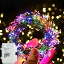 Battery Operated 8 Modes Warm White LED Fairy String Lights, Twinkle Adjustable Lighting Lamp, Indoor Christmas Tree Bedroom Wedding Party Decor Light, No Battery Included - Dark Green - View 4