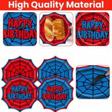 10/20/40pcs Red & Blue Spider Web Wavy Edge Disposable Paper Plates, 4 Designs, 7 Inch Octagonal Spider Web Design Plates, Spider Web Theme Birthday Party Tableware, Fan Hero Theme Party Supplies - View 5