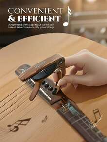 Customizable Engraved Guitar Capo, Universal Tuning Clip For Acoustic And Electric Guitars, Wooden Texture Professional Pitch Clamp, Supports Personalized Text Customization, Create Exclusive Guitar Accessories, Meaningful For Gifts Or Personal Use; Compatible With Acoustic And Electric Guitars, Meets Tuning Needs Of Different Guitar Types; Features Wooden Texture Design, Beautiful Appearance, Comfortable Grip, Enhances User Experience. - Multicolor - View 9