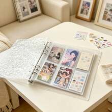 1pc Transparent Water Ripple Acrylic Photo Album, Card Collection Book, High Visibility Storage Book, With 4 Square Slots, Suitable For 3-Inch Cards, Colorful Minimalist Photo Album, Suitable For Bedroom, Living Room And Study Room Display - Multicolor - View 1