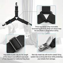 4pcs Adjustable Elastic Bed Sheet Straps, Bed Sheet Fasteners, Bed Sheet Curtain Sofa Cushion Triangular Metal Clips, Adjustable Bed Sheet Fasteners - Non-Slip, Easy To Clean Nylon Fasteners For Securing Bedding And Sofa Cushions, Black - Multicolor - View 5