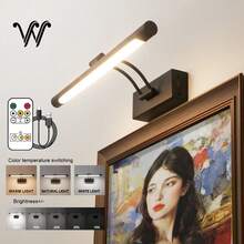 wamblz Wireless Rechargeable Picture Light With Remote Control, Three-Color Changing, Dimmable Timer Battery Operated Wall Light CRI90+, Suitable For Bedrooms, Living Rooms, Studies, Hallways, And Gallery Black - Black - View 1