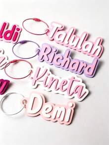 Customized Name Keychain Personalized Acrylic Name Tag Graduation Gift Souvenir Academic Style Text Nameplate Backpack Insulated Cup Water Bottle Lunch Box Accessory Gym Bag Luggage Tag Pendant Couple Style Customized Luggage Tag - Multicolor - View 6
