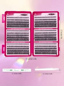 510pcs False Eyelashes Set, Includes Glue, Tweezers, Suitable For Beginners To DIY Different Eye Makeup, Easy To Use, Portable Segmented Lash Clusters, Lashes Applicable For Daily/Cartoon/Cosplay/Classic/Cat Eye/Foxy - Black - View 2