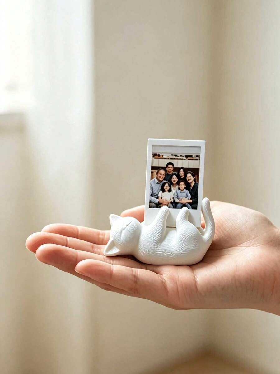 3D Printed Cat Figurine, Cute, Modern Abstract Geometric Style. It's An Ideal Gift For Cat Lovers, Perfect For Decorating Computer Desk, Bedroom - Multicolor - View 1