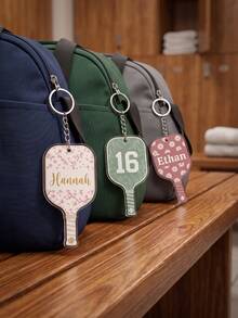 1pc Custom Text Pickleball Paddle Shape Keychain, Personalized Cute Sport Accessory Bag Tag Gift For Pickleball Player, Tournament Souvenir - Multicolor - View 5