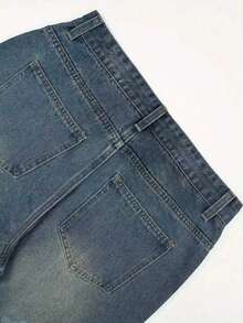 Men's Blue Loose Retro Wide Leg Jeans, Casual And Comfortable, Suitable For All Seasons - Medium Wash - View 5