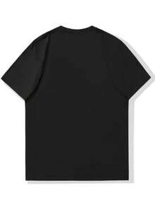 Men's Pure Cotton Short Sleeve T-Shirt Casual Summer Crew Neck Regular Fit Breathable Basic Tee Comfortable Daily Wear Top - 黑色 - 查看 2