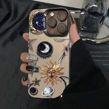 Phone Case: Diamond Sun Moon Universe: Laser Vitality Case With Half-Cover Lens, Suitable For Samsung Series, Apple Series,  14 Pro Phone Case, Apple 13 Protective Cover, 11/12, Suitable For  15 Plus Phone Case, 14 Pro Max, Apple 13 - Translucent Black - View 4