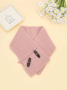 Button Knit Scarf Neck Warmer For Boy, Winter Pullover Neck Gaiter, Fake Collar, Korean Style Knotted Versatile Cross-Knit Scarf - A - View 2