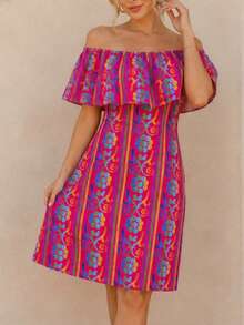 Women Short Dresses - Hot Pink - View 2