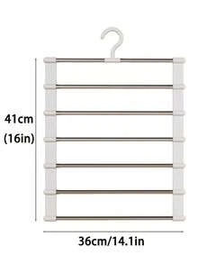 6-Tier Stainless Steel Folding Pants Rack, Skirt Rack Set, Space-Saving Multi-Layer Clothing Storage Rack, Suitable For Wardrobes And Cabinets, Can Store Jeans, Skirts, Etc., Metal Structure, Efficient Closet Storage - Silver - View 9