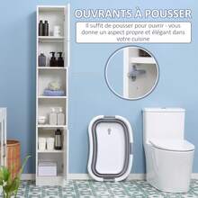 Storage Cabinet, Adjustable Shelves, Open Shelves, 30 X 28 X 170 Cm, For Bathroom, Living Room And Hallway, White - White - View 8
