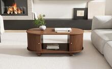 With Storage Coffee Table Brown Made Of Wood For Living Room And Lounge - 核桃 - 查看 3