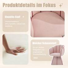 Pink Chenille Armchair - Ergonomic Design - Ideal For Living Room Or Bedroom - 粉色 - 查看 1