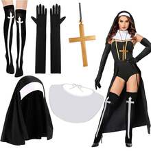 Halloween 5-Piece Women's Wig Set - Wig Costume Accessories, Wig Headpiece, Wig Collar, Gloves, Shoulder Pendant Necklace, Knee Socks Adult Costume Set - Multicolor - View 1