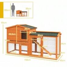 Rabbit Hutch 2 Levels Rabbit Hutch Made Of Fir Wood Winterproof Double-Decker House With Outdoor Enclosure Tub Ramp 150x45x85 Cm Rabbit Cage Outdoor Small Animal Hutch For Rabbits Guinea Pigs Orange, 150 X 45 X 85 Cm - Orange - View 2