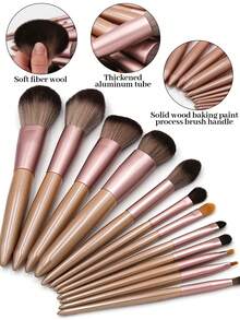 SEPROFE Professional Makeup Brush Set 12Pcs With Makeup Bag, Ultra‑Soft Microfiber Bristles For Flawless Natural 3D Makeup, Face Brushes For Powder, Contour, Foundation & Eye Brushes For Eyeshadow, Concealer, Eyebrow, Daily Makeup Tools - Brown - View 3