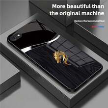 Phone Case: For IPhone16 15 14 13 12 11 Pro Max  Plus Tempered Glass Case,  Dragon Head -Grain Pattern Design, Simple And Elegant - 黑色1 - 查看 1