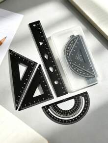 Multifunctional Geometric Ruler Set, Protractor, Triangle Ruler, Straight Ruler, Manual Measurement And Drawing Tools With Storage Box, 4 Colors Available: Pink, Mint Green, Light Blue, Taro Purple, For School, Woodworking, DIY, Teacher Gift, Back To School Season. - Multicolor - View 1