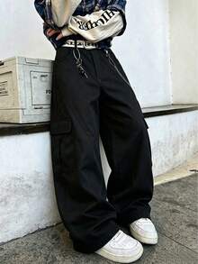 Men's Outdoor Sports Long Pants Spring/Autumn Casual Fashion Straight Leg Outdoor Cargo Pants Black - Black - View 1