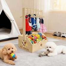 2026 Wooden Pet Clothes Hanger Toy Storage Box Solid Wood Dog Clothes Storage Organizer Rack Customized - Multicolor - View 3