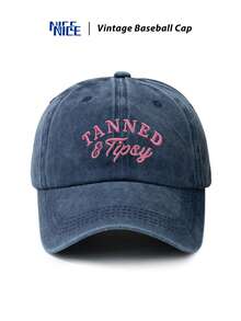 1件女款復古做舊棒球帽，粉色 TANNED 字母刺繡鴨舌帽，可調節帽簷，休閒百搭度假風遮陽帽，適合春夏季海灘度假 - I - 查看 17