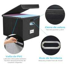 AUERQXZ Juego de 2 Caja Organizadora De Archivos Portátil Con Tapa, Organizador de Documentosde Lino, Caja Archivero Plegables con Riel Deslizante Suave Para Carpetas y Archivadores Para El Hogar - ferroso - Ver 8