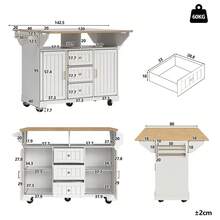 Kitchen Island On Wheels, Extendable Kitchen Trolley With Foldable Tabletop, 3 Drawers, 2 Door Cabinets, Spice Rack And Towel Rail, 120 X 40-80 X 95cm - White - View 6