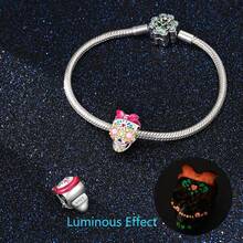 1pc Silver-Plated Day Of The Dead Skull DIY Bead, Painted Skull, Rose Skull, Bone Hand Heart Multiple Styles, Enamel Rhinestone Craft, Suitable For Bracelet Necklace Handmade Craft, Personalized Dark Style Silver Jewelry Accessory - Multicolor - View 4
