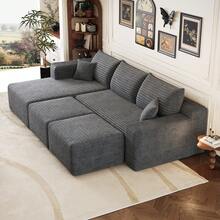 Sofa Grey Made Of Fabric For Living Room And Lounge - 深灰色 5 座 - 查看 6