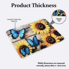 1pc Sunflower Blue Butterfly Faux Cashmere Bedside Rug, Nordic Pastoral Style Rectangular Carpet, Soft Quiet No Shedding, Suitable For Living Room Bedside Closet Study Desk Multi-Scene Versatile, All Season Use - Multicolor - View 4