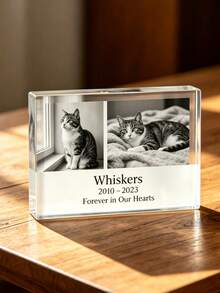 Customized Personalized Acrylic Photo Frame Desktop Photo Frame Gift, Rectangular Photo Frame, Birthday Gift, Pet Gift, Personalized Cat, Dog Memorial Gift, Acrylic Pet Memorial Plaque, Personalized Photo Keepsake, Condolence Decor For Cat And Dog Lovers, Holiday Gift - Multicolor - View 4