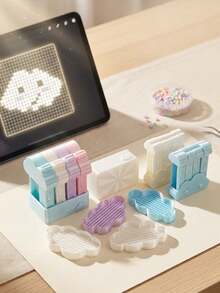 3pcs Cloud Shape Perler Beads DIY Tool Set, Includes Beading Pen, Sorting Tray, Bead Scoop, Handmade Melted Bead Art Craft Tools, Holiday DIY Gift, Fuse Bead Tool Kit - Multicolor - View 2