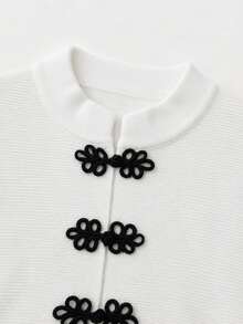 FOR BEAUTY Autumn/Winter Y2K White Ribbed Knit Women's Cardigan With Stand Collar, Slim Fit, Cinched Waist And Ruffle Hem, Fashionable For Dating, Evening Events And Outerwear - White - View 10