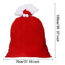 1pc Large Velvet Christmas Gift Bag 70x50CM, Pom Pom Drawstring Christmas Gift Storage Bag, Reusable Holiday Gift Bag, Suitable For Christmas Party Decoration And Gift Wrapping - Christmas Tree Storage Bag With Large Pocket - View 8