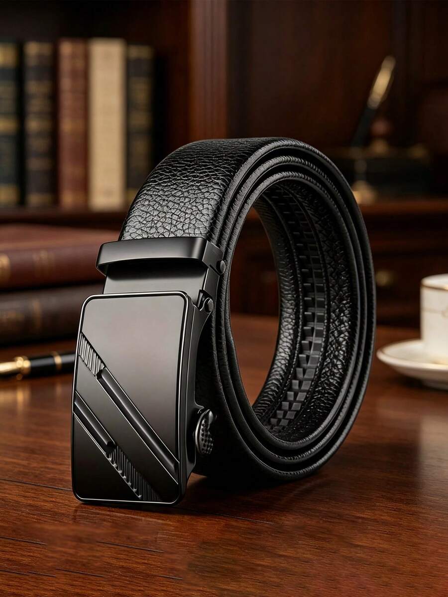 2/1pc Men's Classic Fashion Automatic Buckle Belt, Soft Durable Casual Waist Strap, Versatile Trouser Belt For Daily Leisure And Everyday Outfits. - Multicolor - View 1