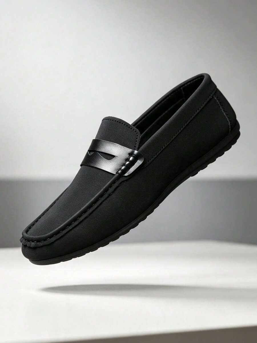 Plus Size Men's Leather Loafers, Luxury Brand Men's Business Casual Shoes, Breathable Original Versatile Driving Shoes - Black - View 1