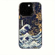 Phone Case - Vintage Wave Pattern Suitable For TPU For Iphone 16 Pro Max Phone Case For Iphone 15 Pro Max/14/16 Plus/15/13P/12/11/X/Xr/Xs Max Durable Anti-Drop Silver, Protective Case High Aesthetic - 透黑 - 查看 6