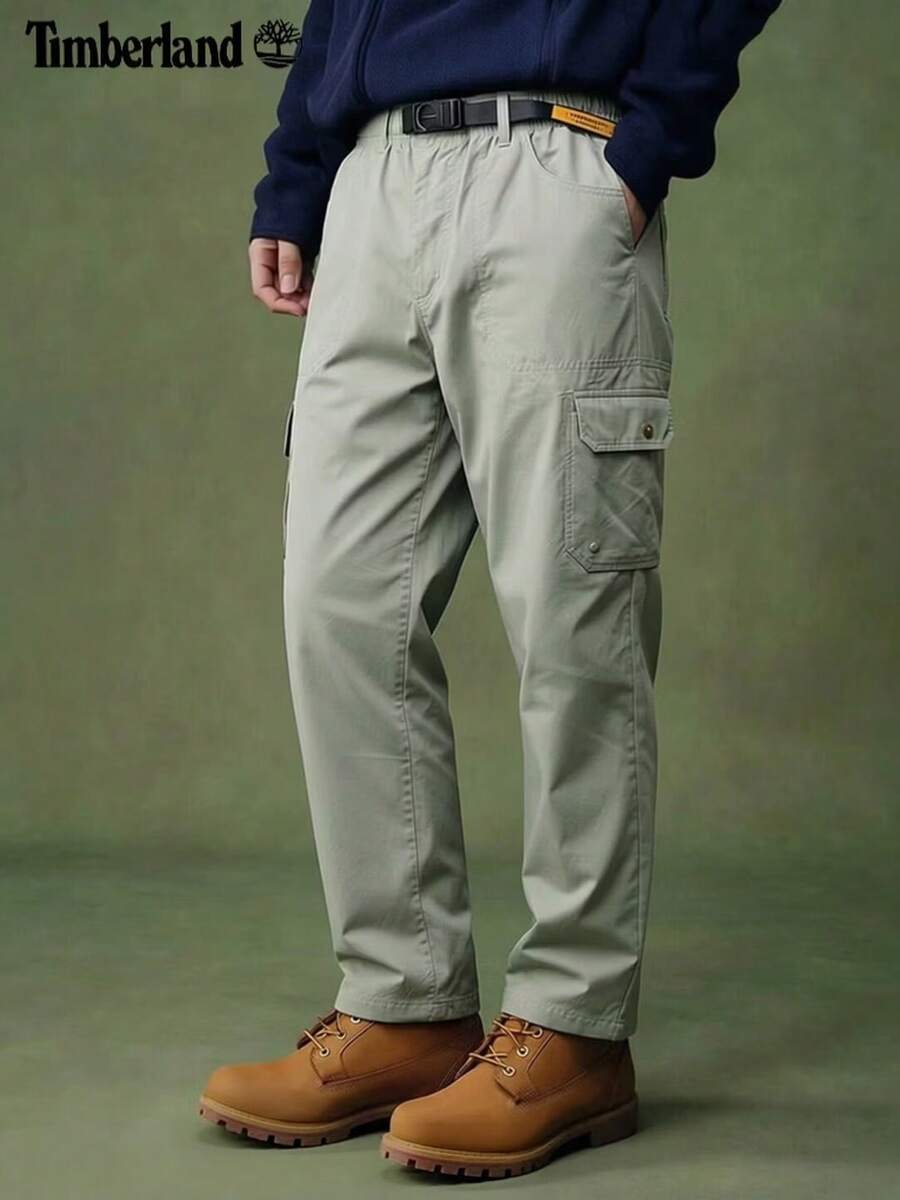 Timberland New Men's Outdoor Hiking Long Pants, Breathable Loose Tapered Straight Leg Cargo Sports Pants - Green - View 1