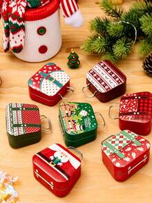 1/2pcs Christmas Tin Candy Boxes, Suitable For Holiday Gifts And Party Favors, Gift Bags, Christmas Decoration - Multiple Styles - View 3