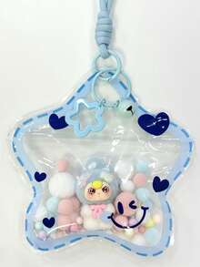 1 Set Sweet Cool Style Dopamine PVC Star Bag Flocked Rabbit Doll Bell Hanging Ornament Macaron Fur Ball Pentagram Hanging Rope Keychain Spring Buckle Bag Accessory Pendant Girl Birthday Gift Party Small Gift - Multicolor - View 9