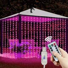 LED Curtain String Lights, USB Powered Fairy Lights Garland. 8 Lighting Modes With Remote Control (Batteries Not Included), Suitable For Home Bedroom Window Wall Stage. Romantic Proposal Confession, Birthday Party, Wedding Celebration Background Atmosphere Decoration Hanging String Lights, Valentine's Day Halloween Christmas Holiday Decoration - USB Plug Curtain Light - View 27