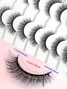 ENCHUW 7 Pairs Fluffy Lashes Wispy Cross Eyelash Soft Long Thick Volume Eyelashes Dramatic False Eyelashes Eye Lashes - Black - View 2