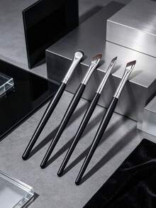 4pcs Multi-Function Eye Makeup Brush Set, Angled, Flat And Sickle-Shaped Makeup Brushes, Suitable For Under Eye Shadow, Lower Eyelash Line And Eyelid Makeup Detail Brushes - Multicolor - View 7