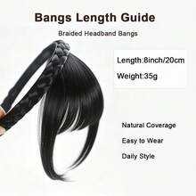 Braided Headband With Bangs, Synthetic Fiber Invisible Bangs Hair Extensions, 3-Strand Braided Headband Wig, Covers Large Forehead, Heat-Resistant Women's Hair Accessory - Multicolor - View 4