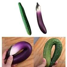 Realistic Artificial Vegetable Decor, Soft Fake Eggplant And Cucumber Replica For Display - Multicolor - View 2
