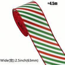 Vintage Santa Claus Print Woven Ribbon, Christmas Red & Green Striped Wire Edge Ribbon, Holiday Gift Wrapping Decorative Satin Ribbon, Suitable For Christmas Gift Wrapping, Holiday Floral Binding, Party Decor, Christmas Tree Decoration, Wrapping Christmas Tree, Christmas Ornament Bows, Enhancing Holiday Atmosphere - Multiple Styles - View 8